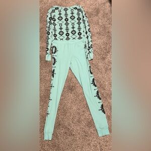 PINK Victoria's Secret Teal and Black long John set